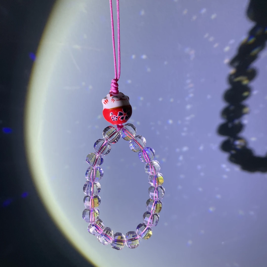 编织绳编指圈款招招猫手机链C768