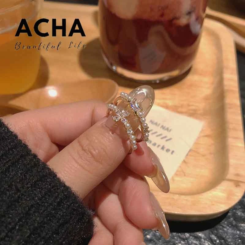 锌合金戒指 极细锆石戒指小花朵甜美超闪高级感指环ins简约百搭