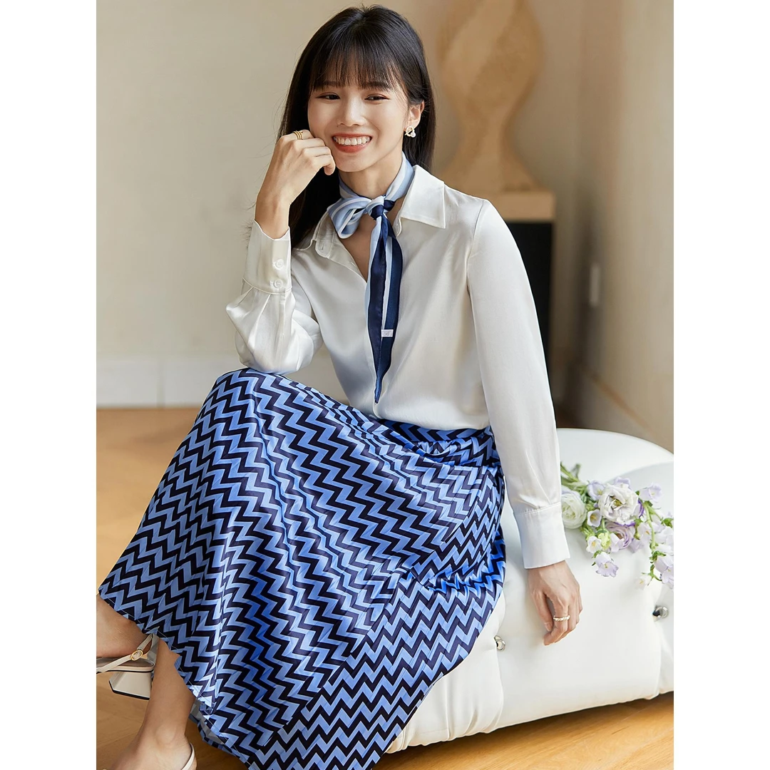 3016柒量一裁小个子星空系列宝蓝半身裙女气质显瘦裙子