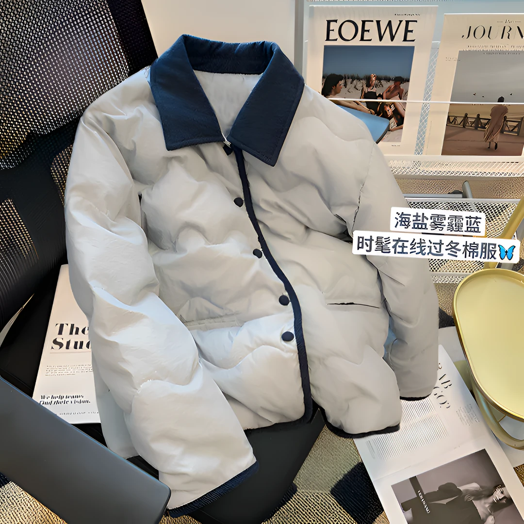 奶fufu羽绒棉服2024冬季新款韩版ins小香风翻领加厚保暖棉衣外套