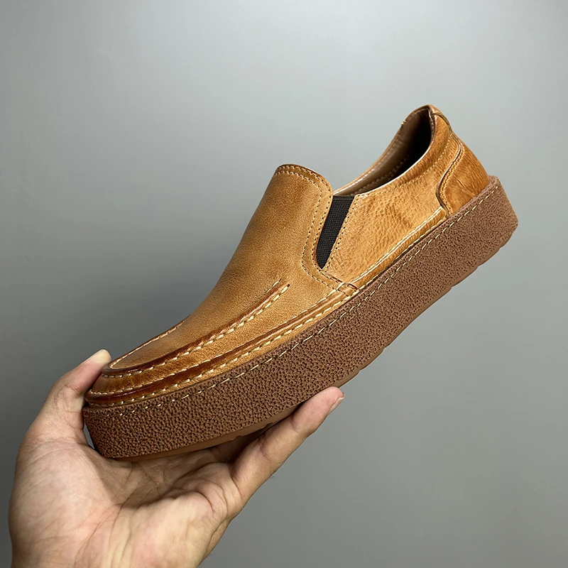 复古乐福鞋男真皮懒人鞋一脚蹬男鞋百搭潮鞋休闲鞋软皮软底豆豆鞋