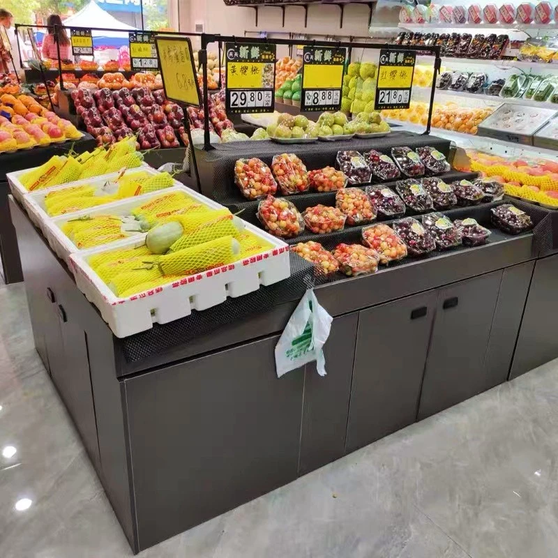 订做生鲜水果货架展示架阶梯货架超市果蔬阶梯中岛水果店多层陈列