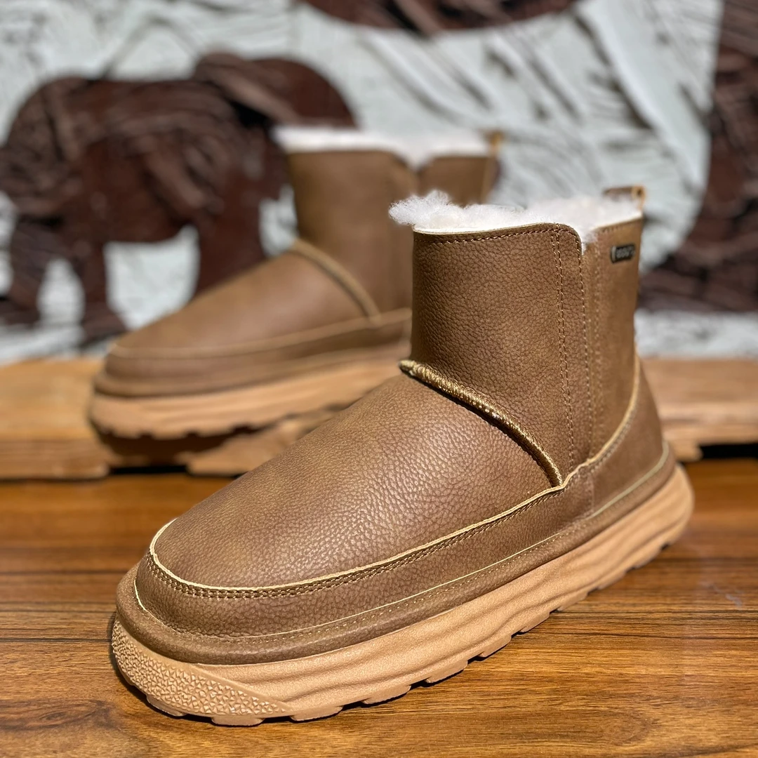 5折反季清仓 中筒男士雪地靴加绒保暖棉鞋棉靴东北男士高档雪地靴