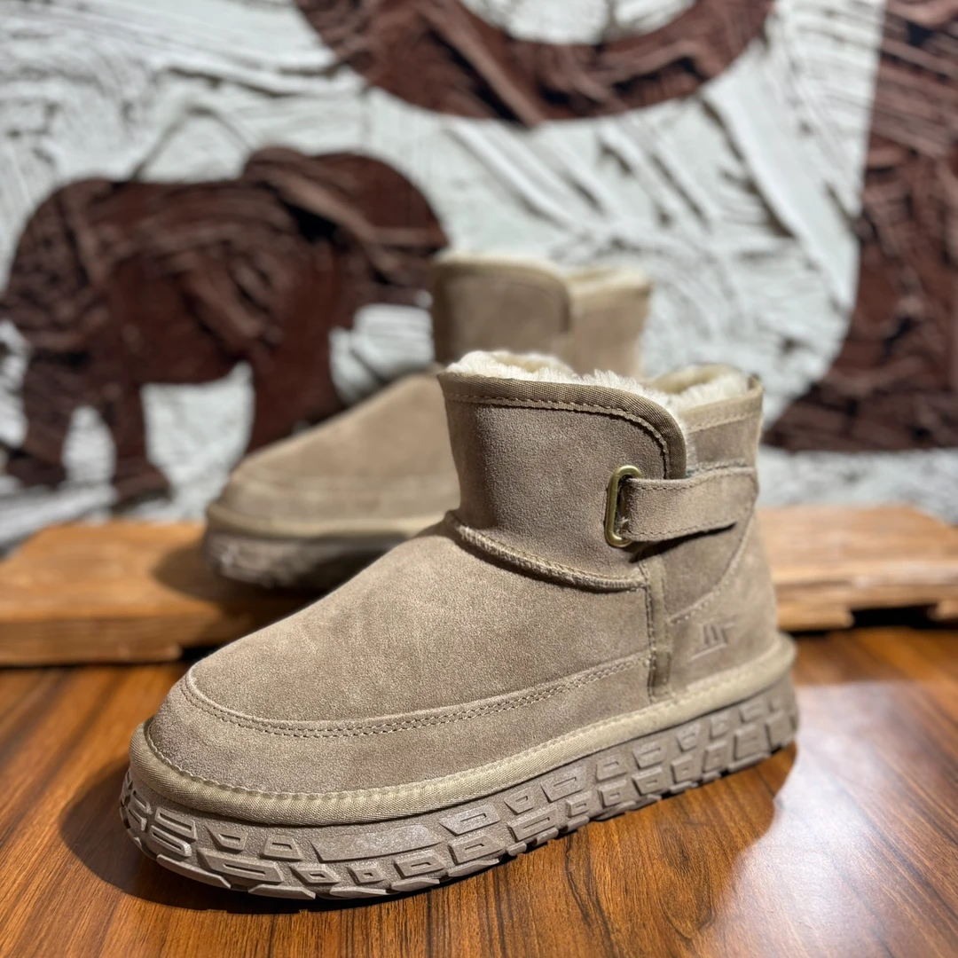 全毛！大毛雪地靴大棉鞋男鞋粘扣男士时尚休闲鞋加绒加厚保暖冬季K