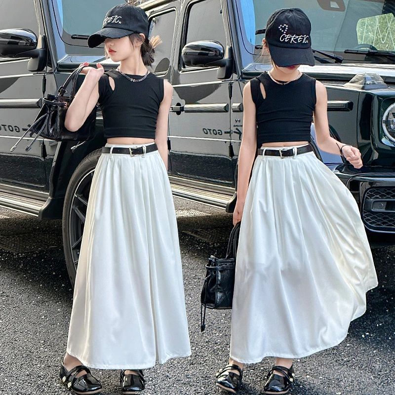 女童裙子套装儿童夏季韩版洋气时髦设计感背心连衣裙半身裙两件套