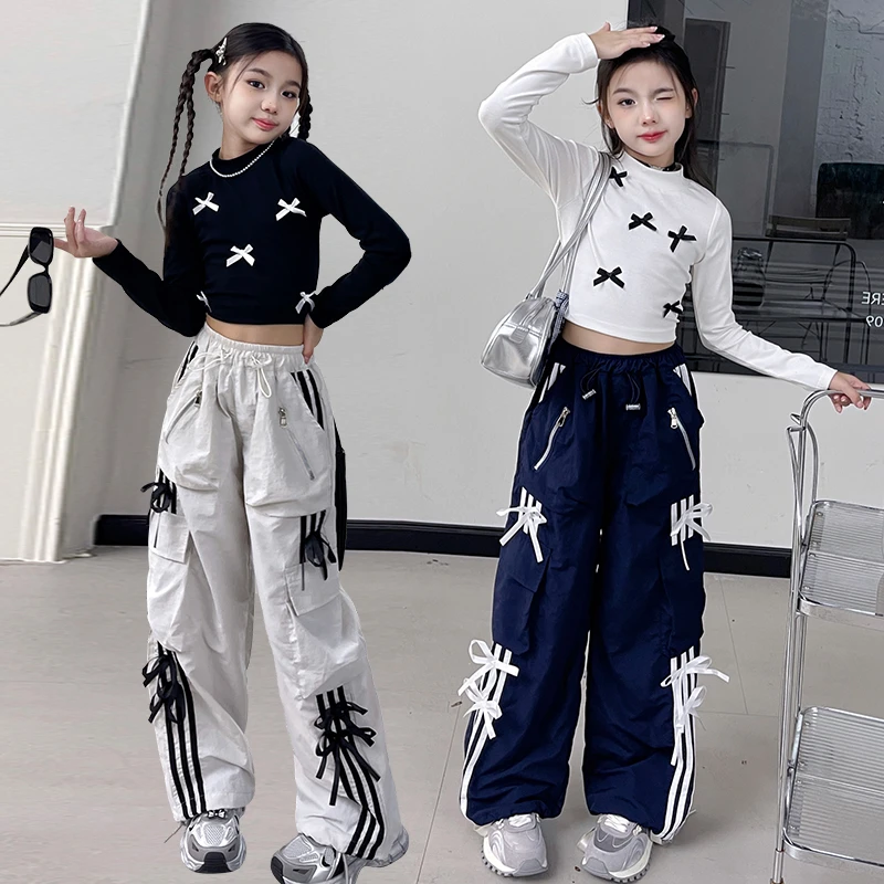 女童秋季工装裤2024新款儿童春秋裤子童装女大童夏装潮酷穿搭套装