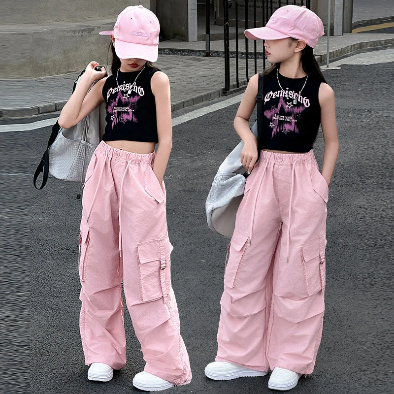 女童夏季套装2024新款儿童背心工装裤网红炸街夏装女孩韩范童装潮