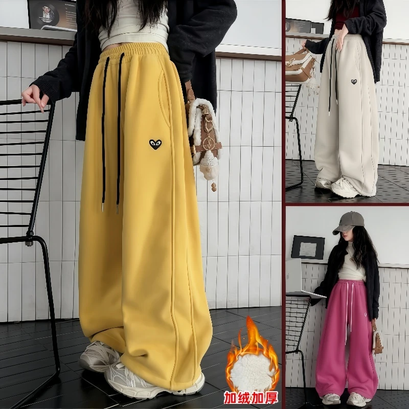 女童加绒卫裤秋冬款2025新款洋气儿童宽松裤子休闲小女孩保暖长裤