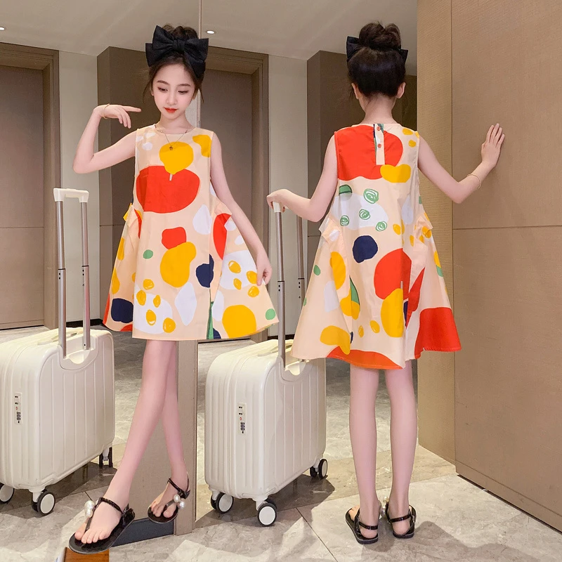 女童连衣裙夏装2025新款小女孩公主裙儿童裙子女宝无袖衣服潮童装