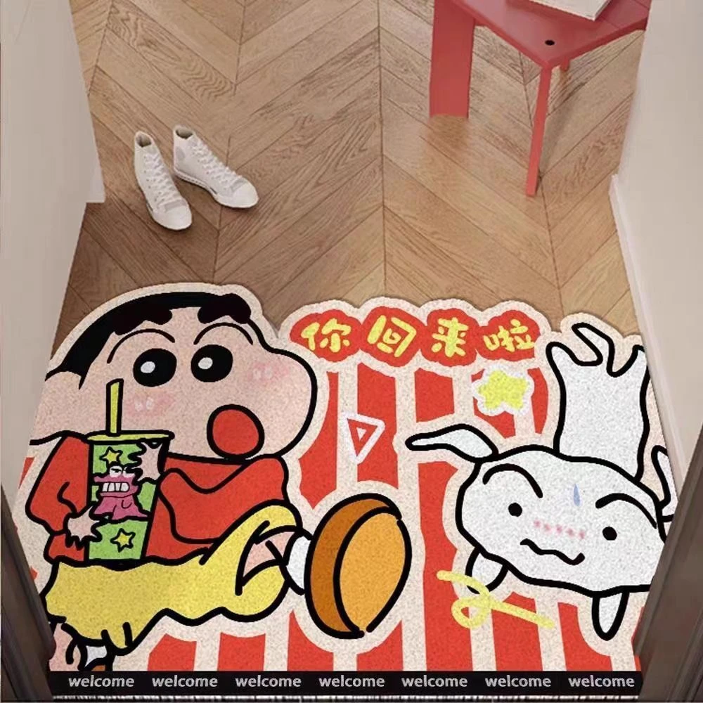 蜡笔小新优质水晶绒玄关入户门口耐磨吸水可水洗脚垫地垫除尘耐脏