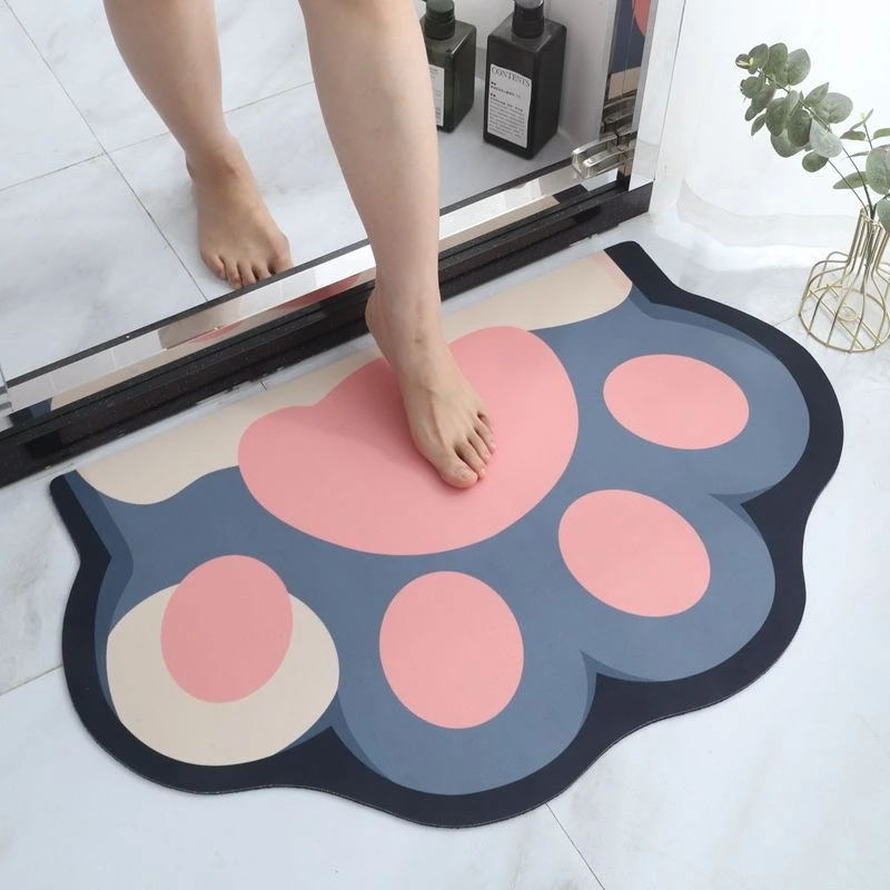硅藻泥可爱猫爪异型门垫浴室卫生间地垫洗手间厕所门口吸水防滑垫