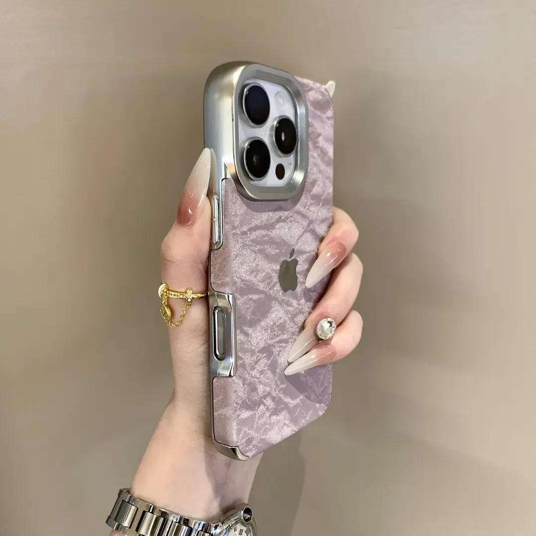 电镀绒布雪山纹适用iPhone16promax苹果15手机壳14高级感13创意12