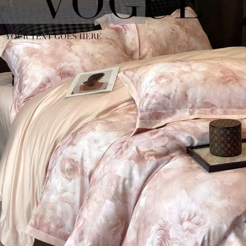 C7632 超细旦天丝棉磨毛数码印花100s标准四件套 花海200*230