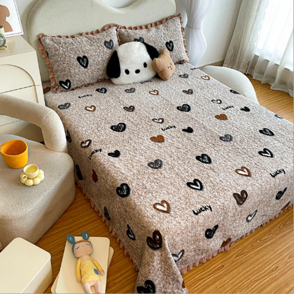 K706 牛奶绒单人床盖 幸运星-咖150*230春秋冬保暖加厚双面加绒