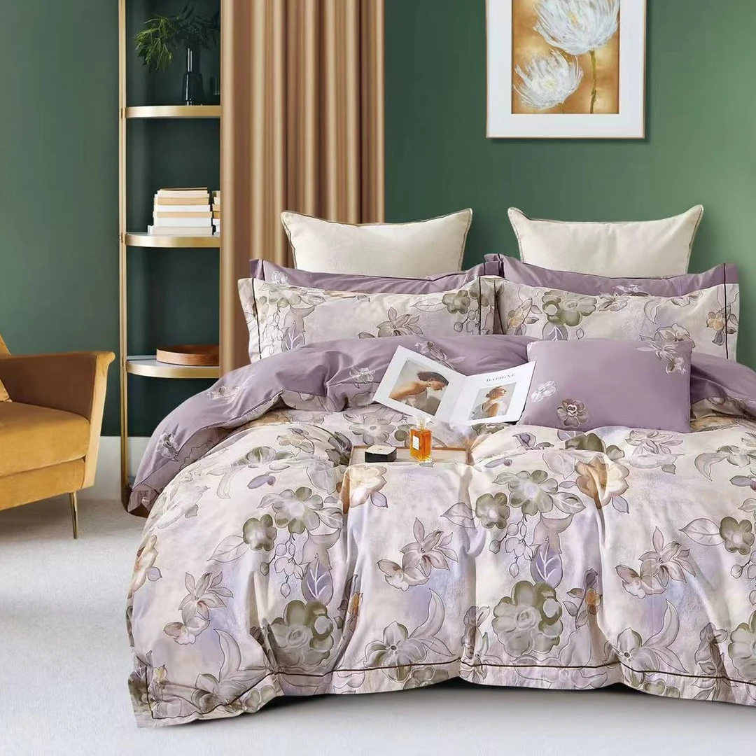 C6419 纯棉60s铂金133*76标准双人四件套 海棠依旧200*230亲肤