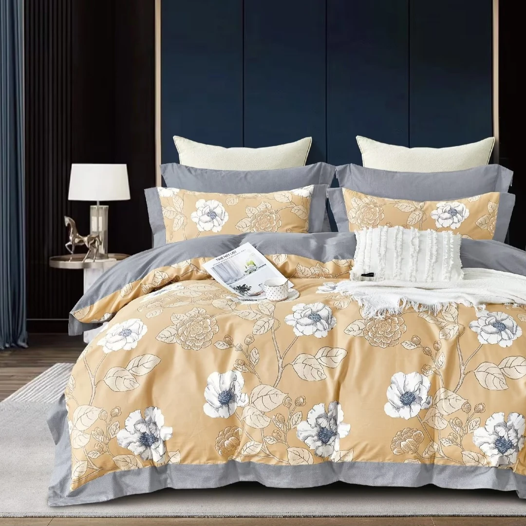 C5428纯棉活性柔棉AB四件套玉兰花开200*230轻奢时尚柔软高档印花