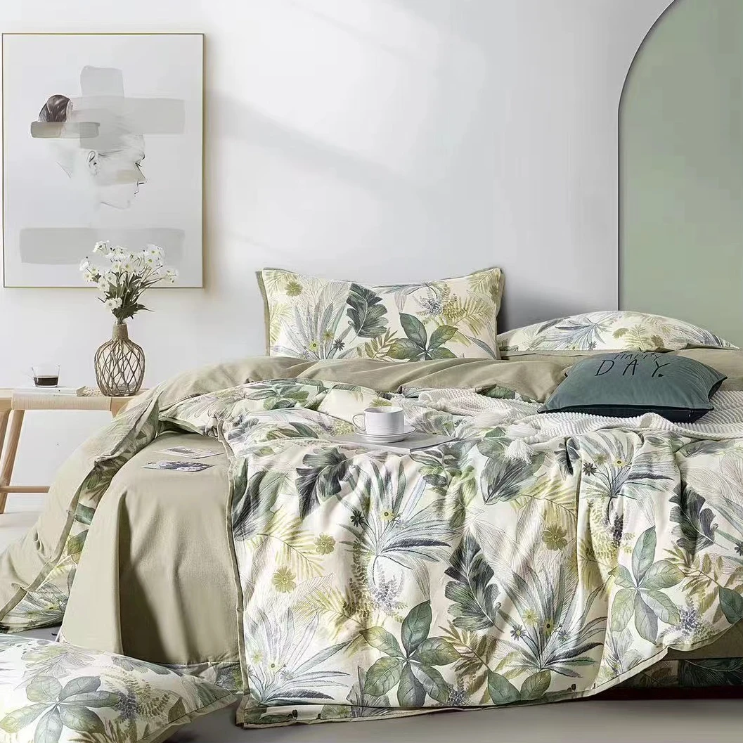 N3550 纯棉生态精纺棉双人滚绳被套 月光森林200*230秋冬加厚时尚