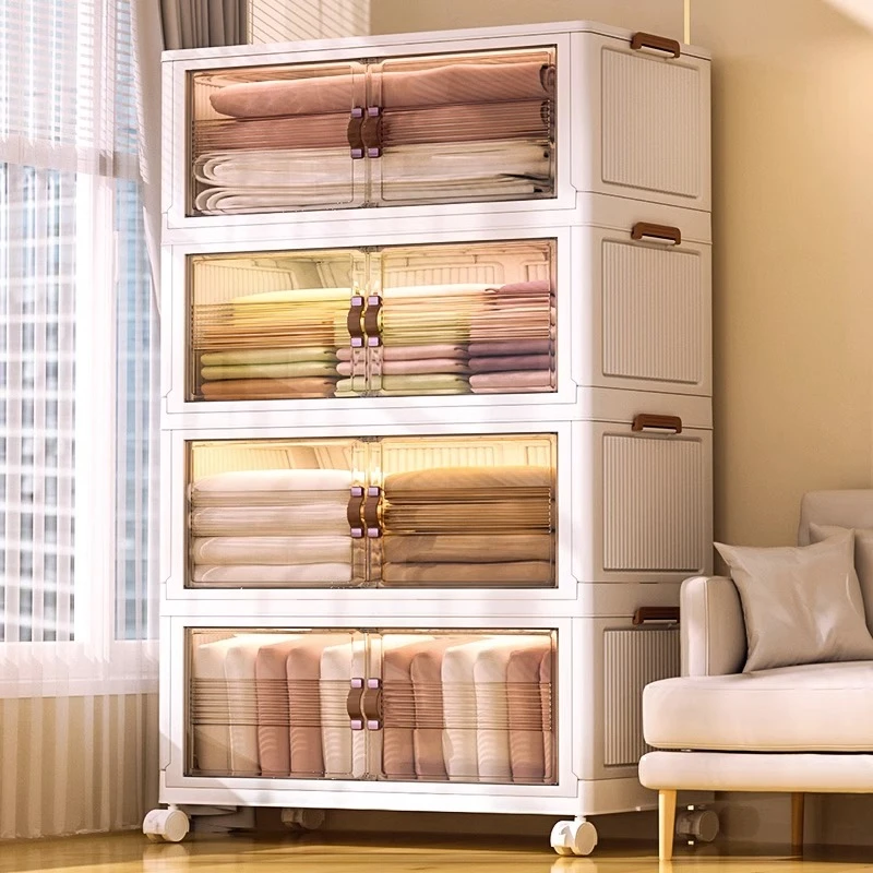 49cm面宽免安装收纳柜子婴儿童宝宝衣服置物架塑料零食玩具储物柜