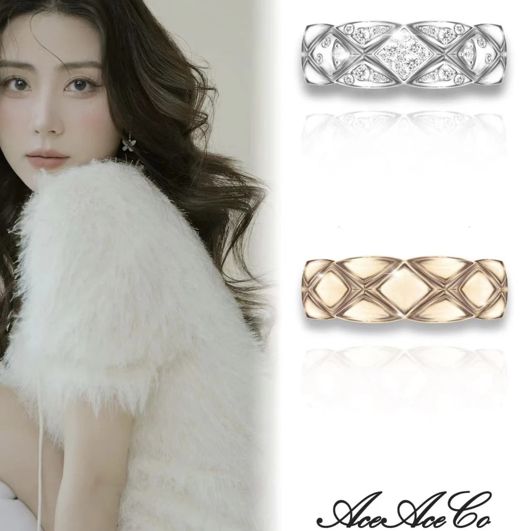 925银合成锆石戒指   AceAceCo【婉婉专属】【奶奶系列】菱格戒指
