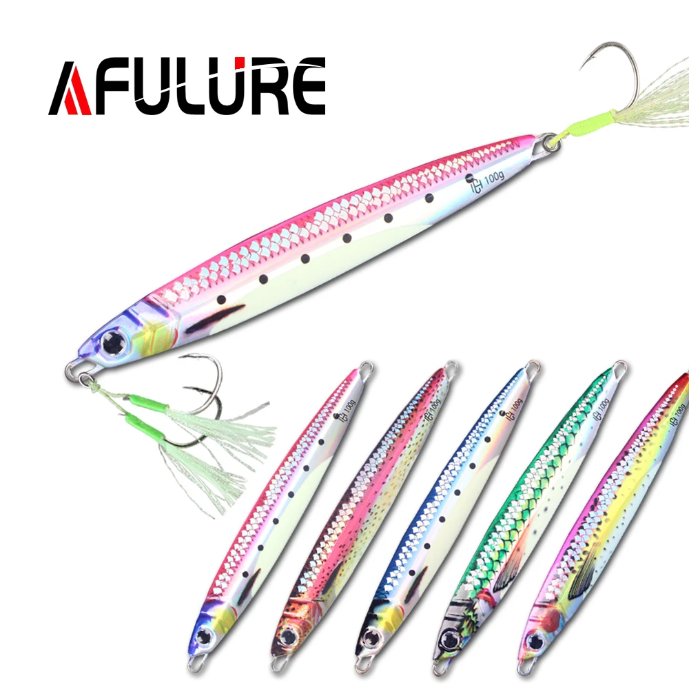 3D残鳞海钓鲅鱼飘落慢摇铁板路亚饵UV夜光钢丝钩假饵钓刀鱼