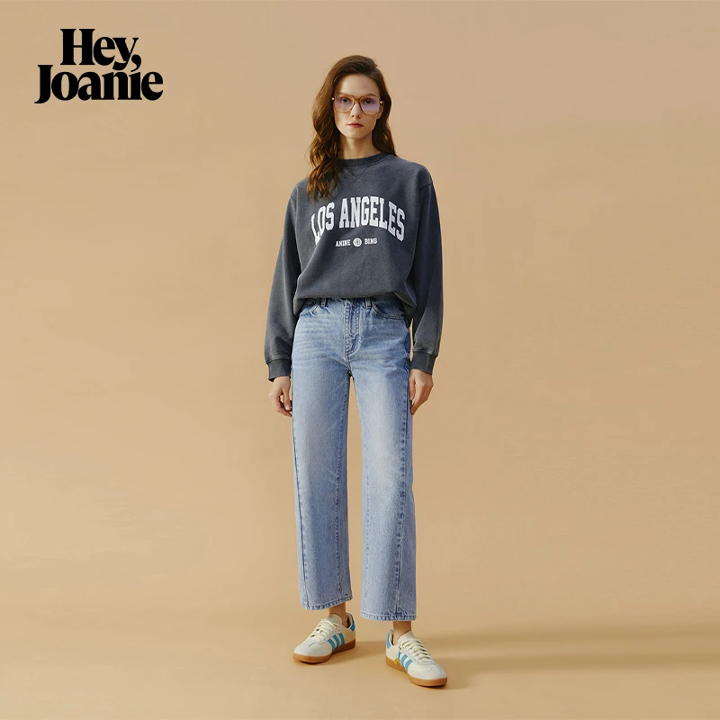 Hey Joanie嘿小琼 HJ016土耳其棉漫游轨迹扭缝七分直筒牛仔裤春季