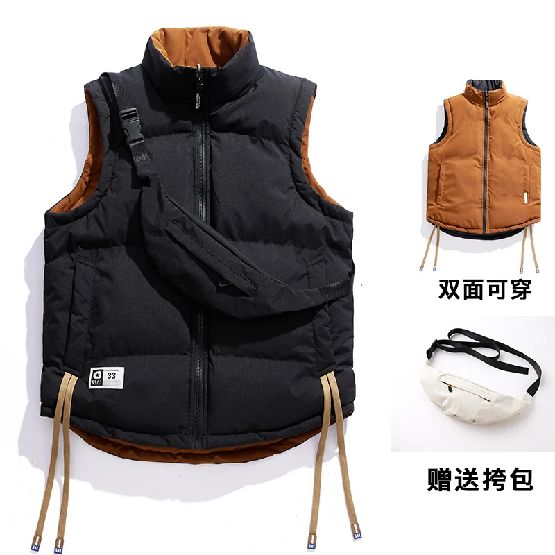 双面穿棉马甲男冬季加厚保暖坎肩背心无袖棉服胖子休闲加肥加大码