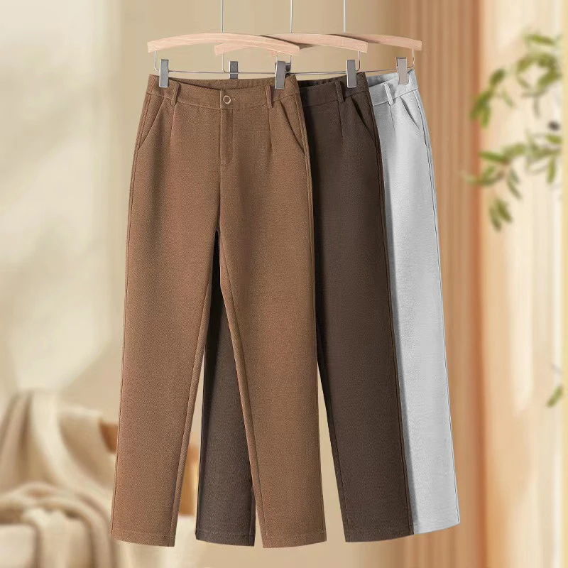 【美拉德】冬季毛呢烟管直筒裤休闲显瘦女裤高腰深裆