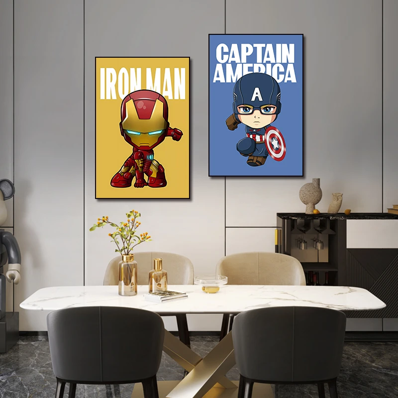 L35儿童房装饰画男孩卧室床头背景墙壁画漫威复仇者联盟卡通挂画