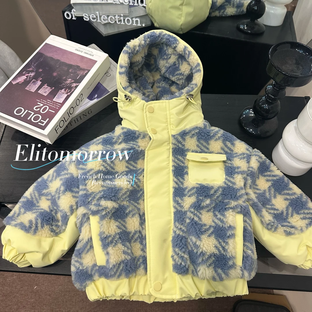 「平替好物」2024新款儿童秋冬时尚棉袄加厚保暖休闲连帽毛毛衣