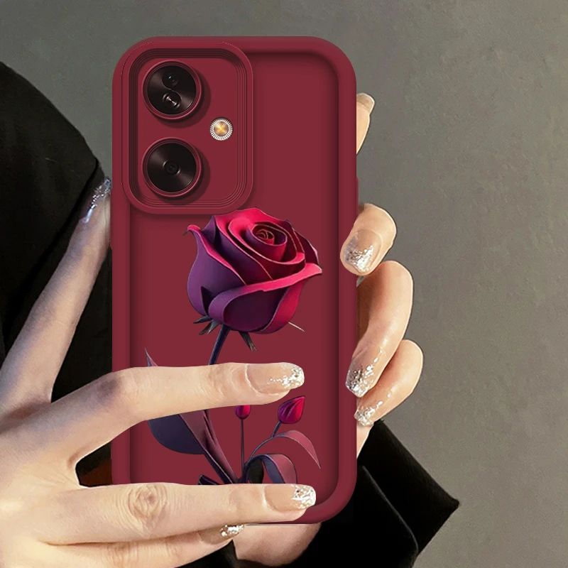 适用于oppoa2暗红玫瑰阶梯手机壳创意全包边硅胶防摔时尚软壳女款