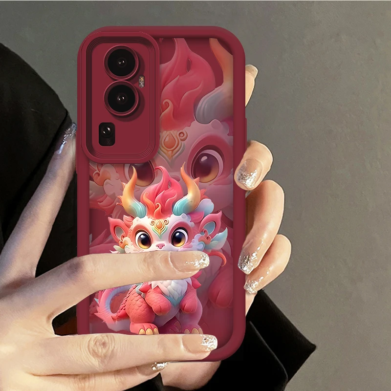 适用OPPORENO10 龙年限定麒麟阶梯手机壳创意全包边硅胶防摔软壳