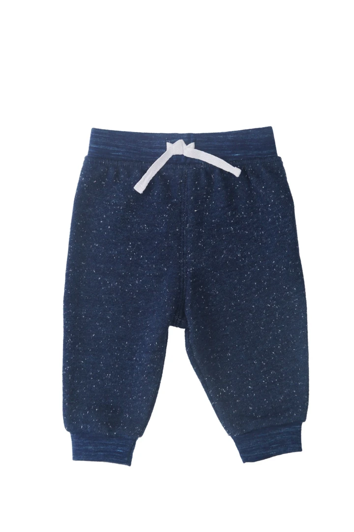 外贸原单出口品质男女婴童针织休闲四季偏薄长裤运动款深蓝加白色