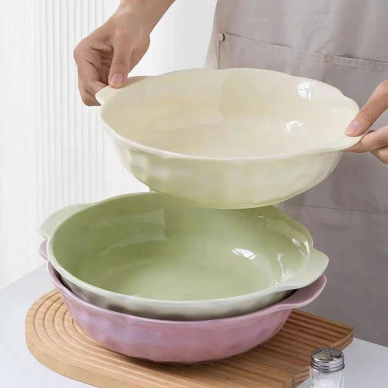 奶油风酸菜鱼大盆碗家用2025新款大号汤碗双耳陶瓷汤盆毛血旺专用