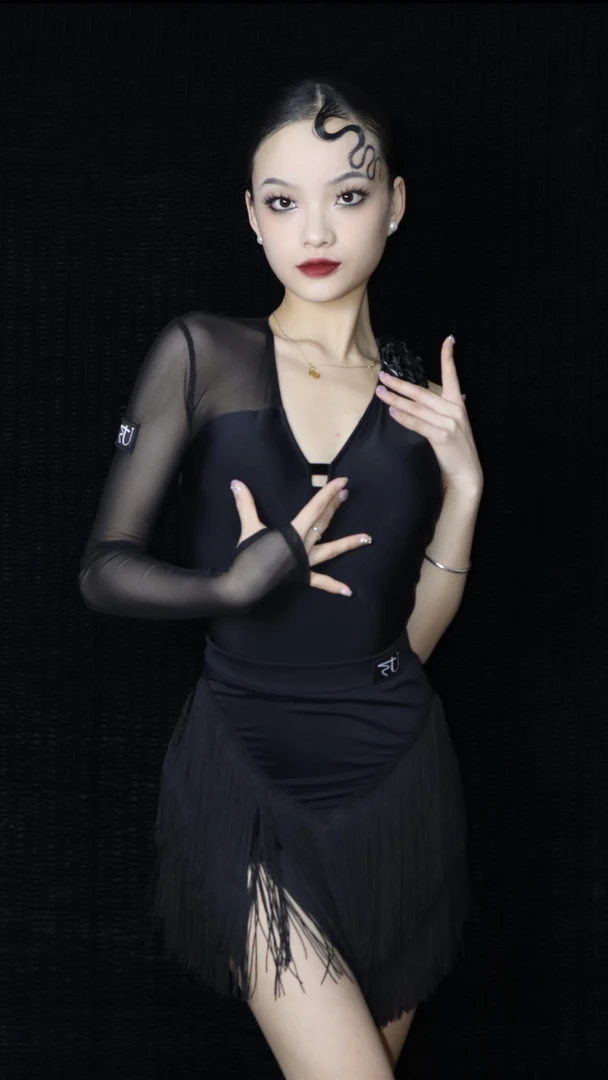 RU原创花朵单肩拉丁舞摩登舞上衣