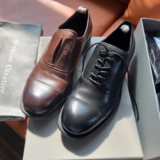 意大利固特异工艺拼接老钱风牛津皮鞋