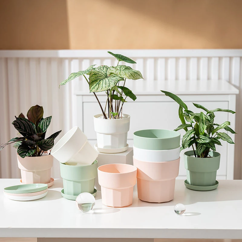耐用简约树脂小花盆透气阳台多肉专用盆长寿花盆仿陶瓷塑料加仑盆