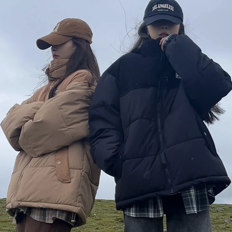 情侣新款立领保暖棉服短款灯芯绒棉衣学生宽松小棉袄外套女小个子