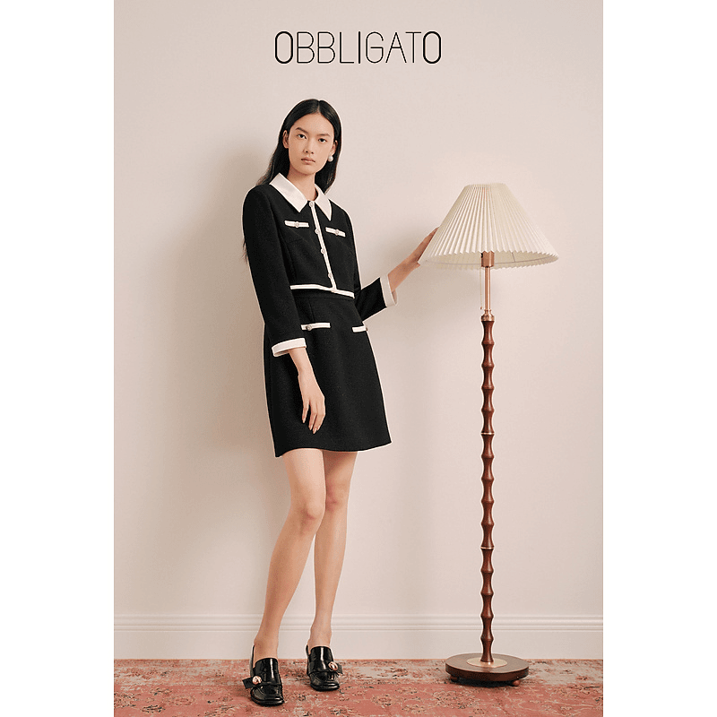 OBBLIGATO奥丽嘉朵  秋季1C63305240线上专选法式优雅连衣裙