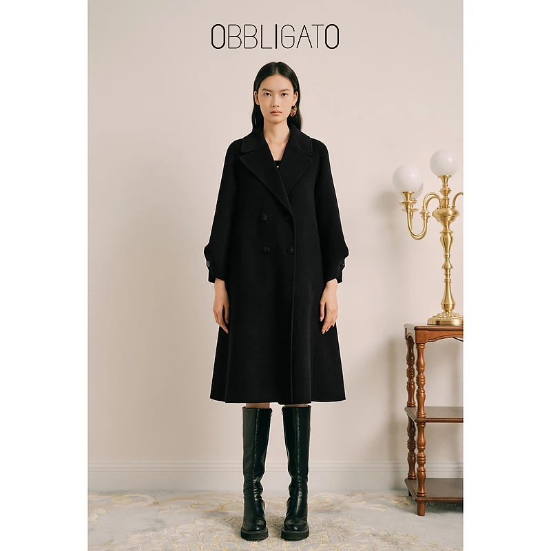 OBBLIGATO奥丽嘉朵  秋季1C63380130线上专选双排扣羊毛大衣