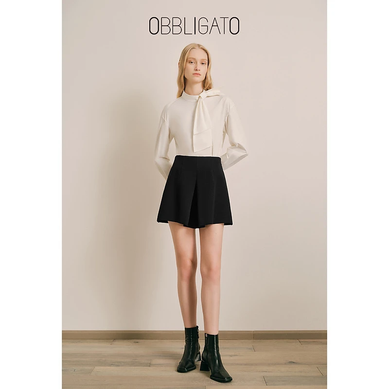 OBBLIGATO奥丽嘉朵秋季1C34320080高腰显瘦工字褶女裤短