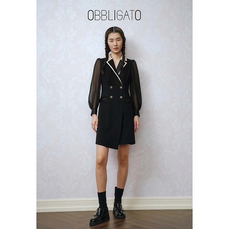 OBBLIGATO奥丽嘉朵春季1C63105470线上专选拼接网纱连衣裙