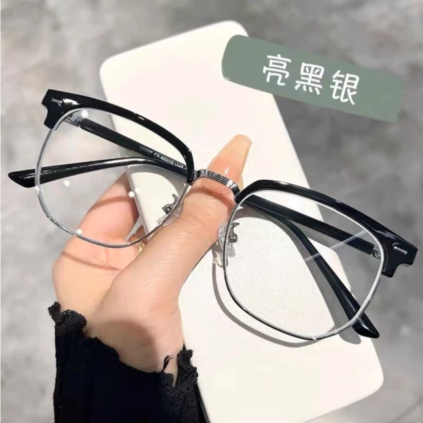 （450-600度专享）超清防蓝光辐射眼镜半框理工男女款斯文眉框眼镜