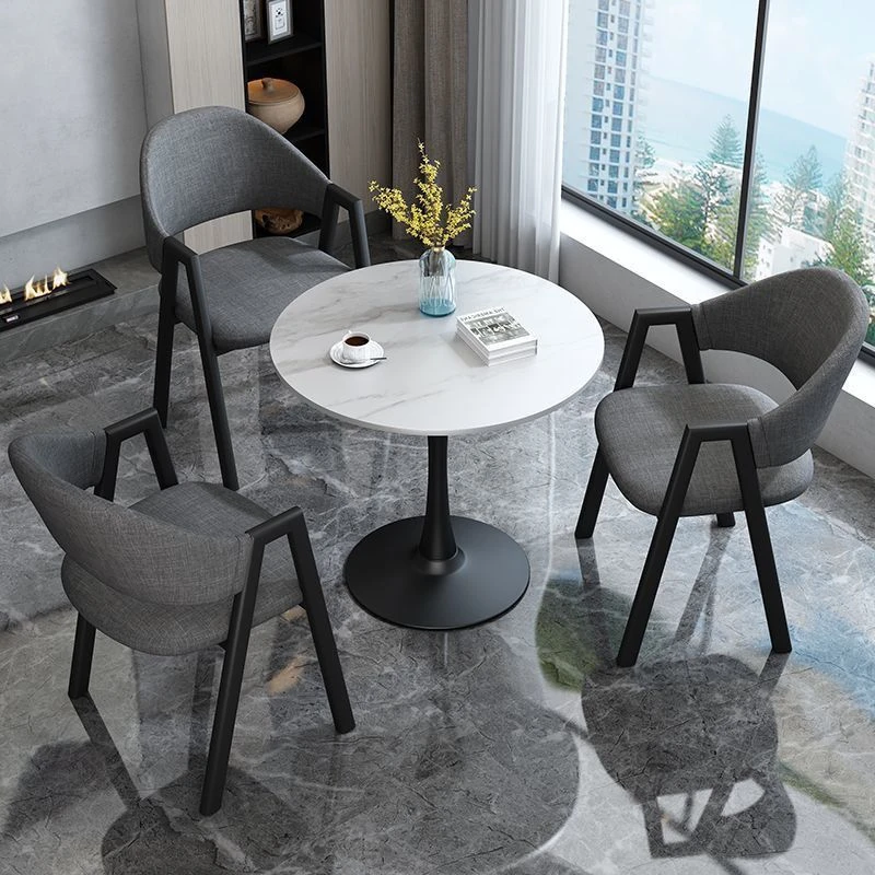 轻奢岩板洽谈桌椅组合售楼处商务接待会客桌奶茶店阳台休闲小圆桌