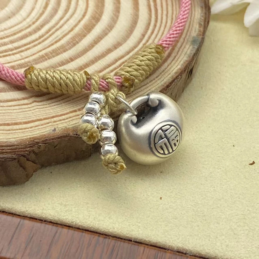 足银布艺手链 小胖福夏日小清新端午节民族风编织手绳