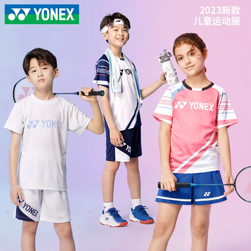 YONEX/尤尼克斯yy羽毛球服2023新款夏季儿童学生T恤运动短袖短裤
