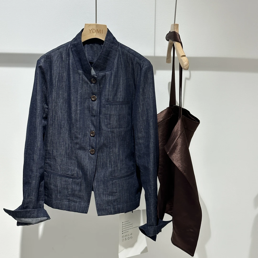 GXJ亚麻牛仔立领外套