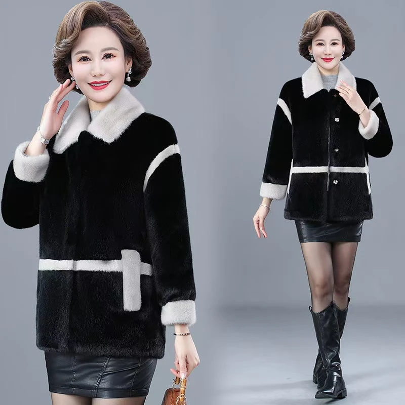 时尚装洋气高贵秋冬外套厚新款中年妈妈装冬装一体大衣保暖大衣