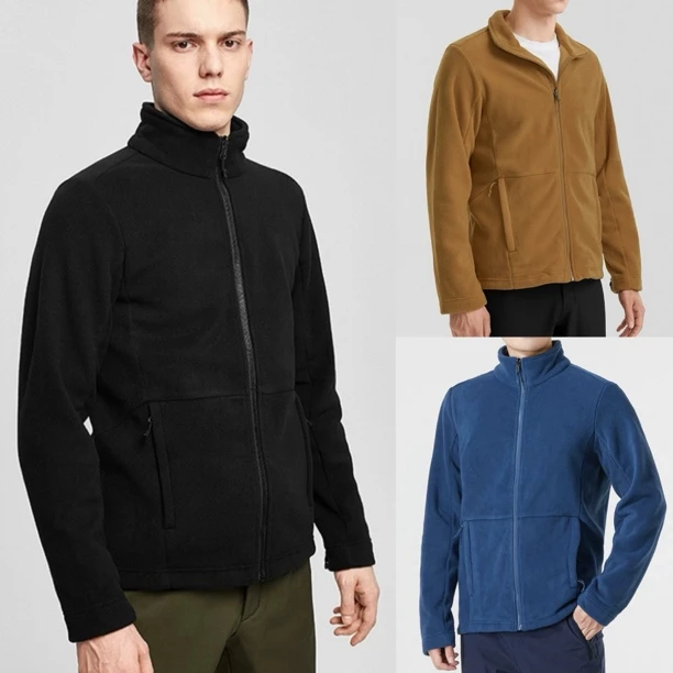 软糯弹力立体保暖高密度男士摇粒绒外套奥利绒夹克秋冬立领3618