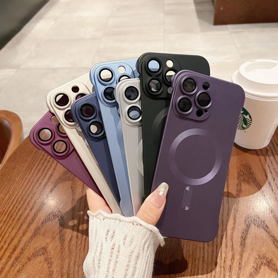 苹果14手机壳iPhone13/12promax磁吸无边框金属漆11带镜头膜硬壳p