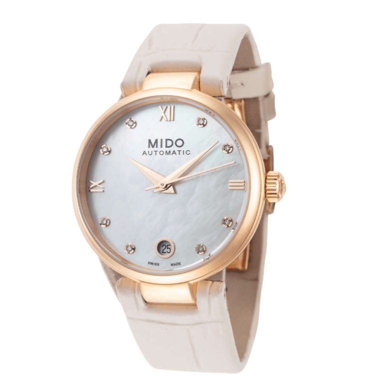 Mido/美度贝伦赛丽女表33mm贝母真钻自动机械背透#M0222073611611